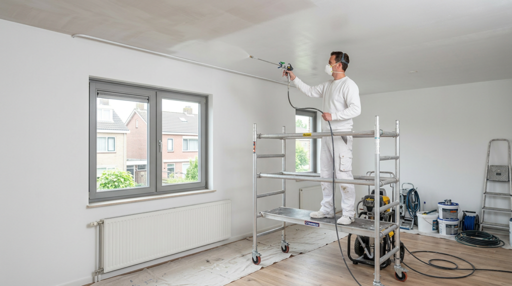 Plafond spuiten kosten: Ontdek de prijs en voordelen van professioneel latex spuitwerk.