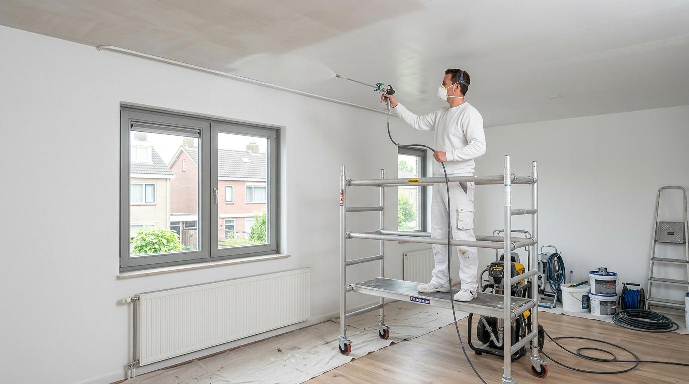 Plafond spuiten kosten: Ontdek de prijs en voordelen van professioneel latex spuitwerk.