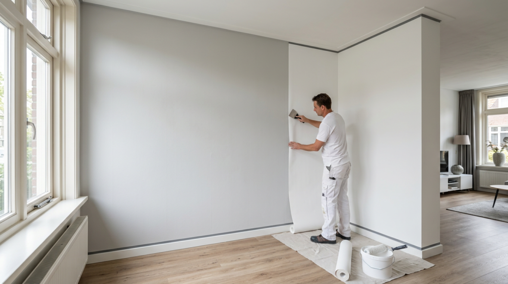 Renovlies behang in Groningen voor strakke, professioneel afgewerkte wanden door Verf en Zo B.V.
